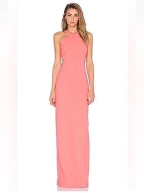 Elizabeth and James | Fitted Cut Out Tisha Dress Size 2 Halter Pink Maxi